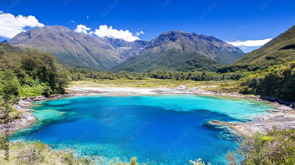 Stunning Turquoise Lake Nestled in Majestic Mountains Stunning Turquoise Lake Nestled in Majestic Mountains