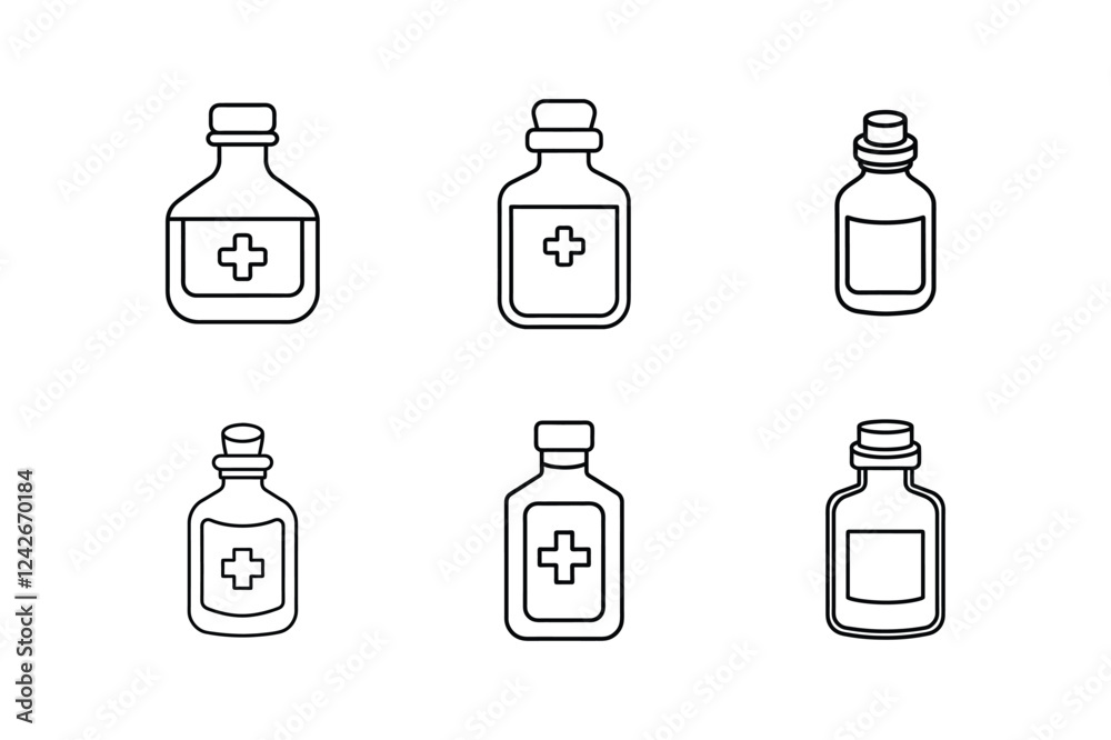 Fototapeta premium medicine bottle icon line art vector illustration