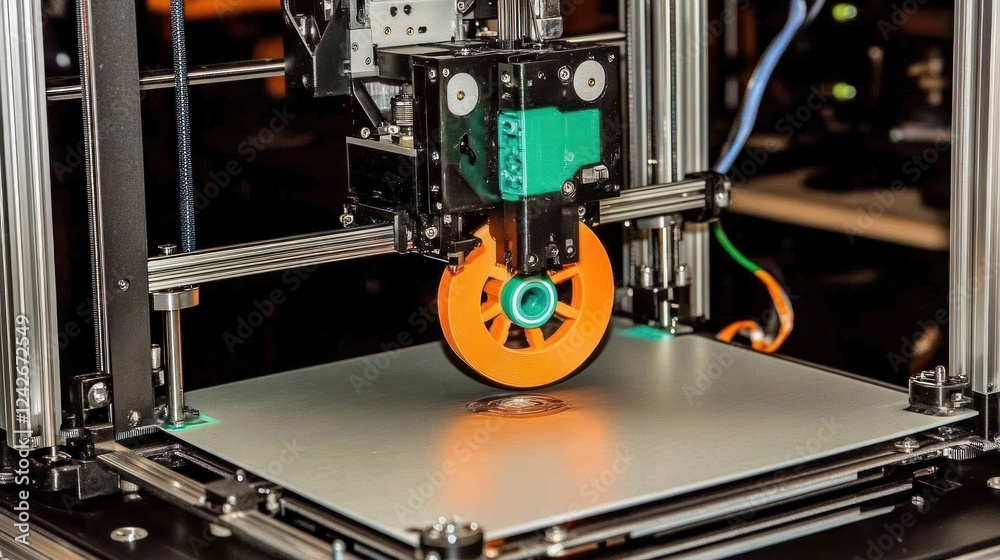 Close-up of 3D Printer in Action: Modern Technology Creating Object Close-up of 3D Printer in Action: Modern Technology Creating Object