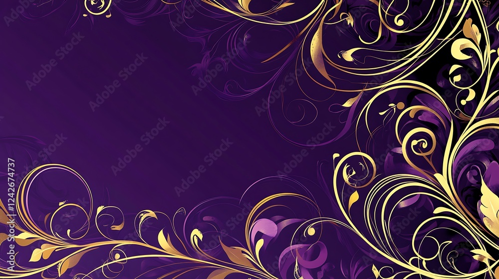 Purple gold floral frame, design background Purple gold floral frame, design background