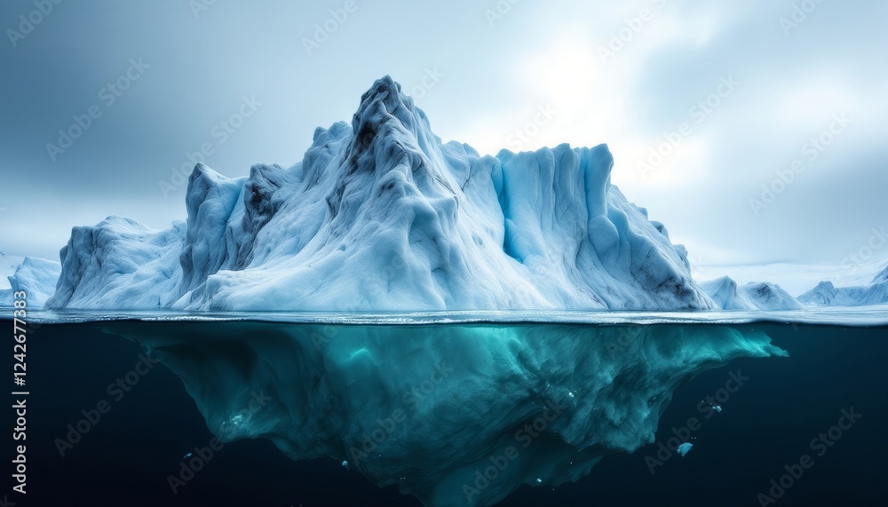 Fototapeta premium Majestic Iceberg Reveals Hidden Underwater Depths