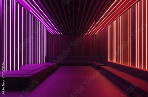 Wallpaper Mural Purple and orange neon lit lounge Torontodigital.ca