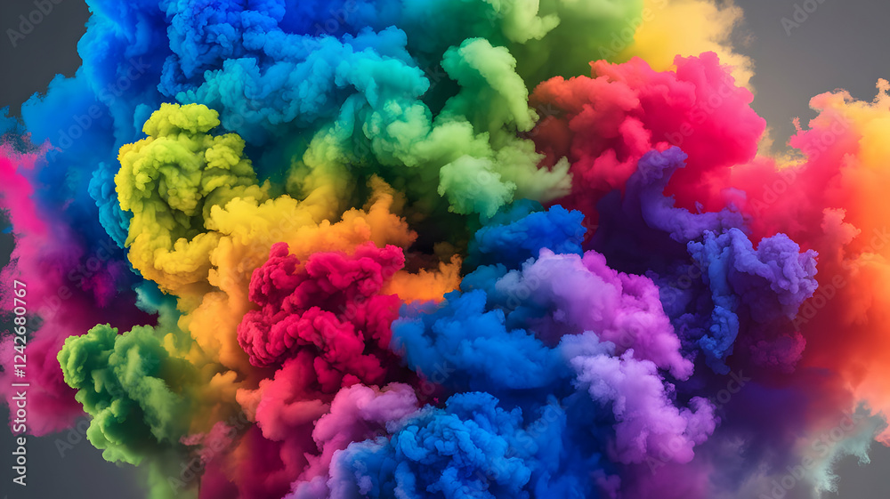 Fototapeta premium Vibrant Multicolored Smoke Cloud Explosion