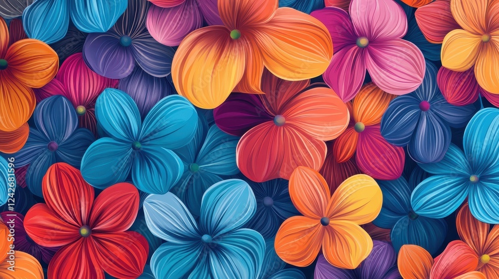 Vibrant Colorful Flower Pattern. Vibrant Colorful Flower Pattern.