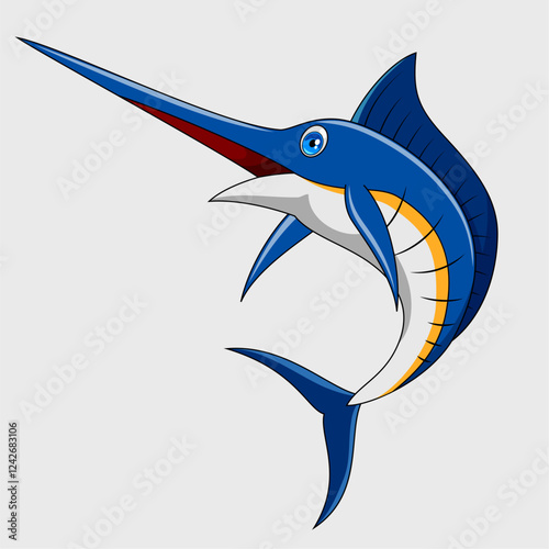 Blue marlin fish on a white background. Vector illustration of a fish.