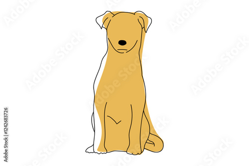 犬　線画　イラストレーション　シンプル　単色
