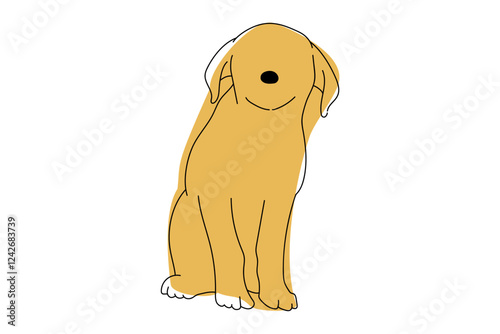 犬　線画　イラストレーション　シンプル　単色