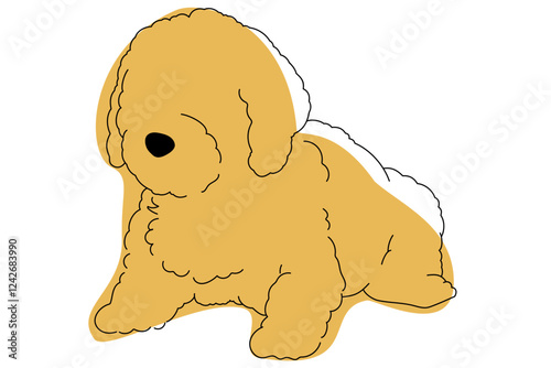 犬　線画　イラストレーション　シンプル　単色