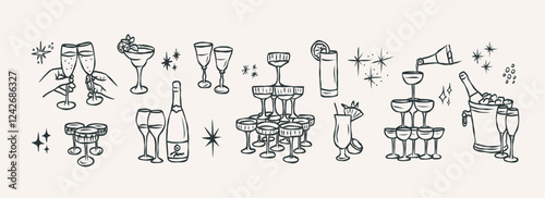 Hand drawn whimsical drinks collection