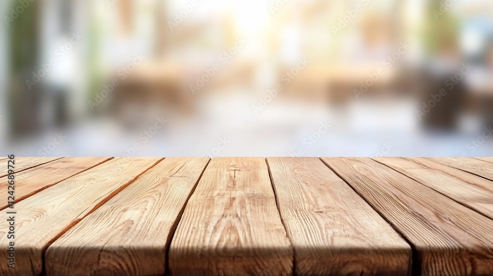 Empty wooden table, cafe background, product display Empty wooden table, cafe background, product display