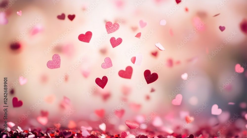 A pink hearts pattern creates a romantic Valentine's Day backdrop