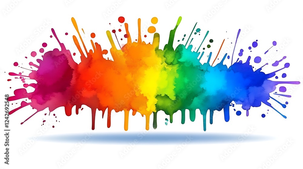 Fototapeta premium Rainbow Ink Splatter, Design Background