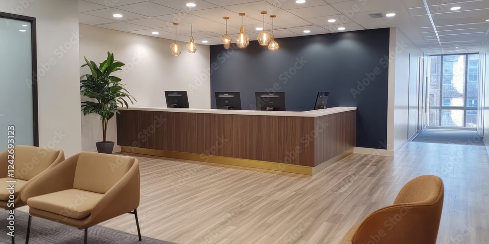 Fototapeta premium Modern Office Reception Area With Stylish Furniture