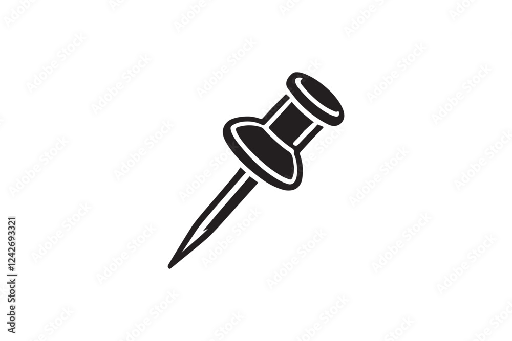 Push Pin vector silhouette isolated in white background Push Pin vector silhouette isolated in white background