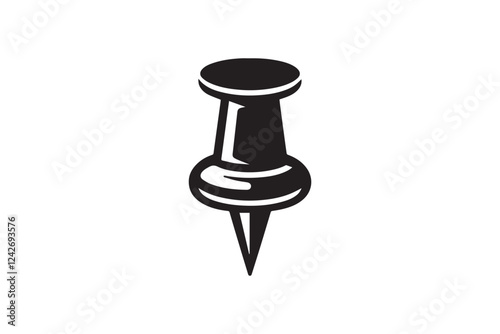 Push Pin vector silhouette isolated in white background
