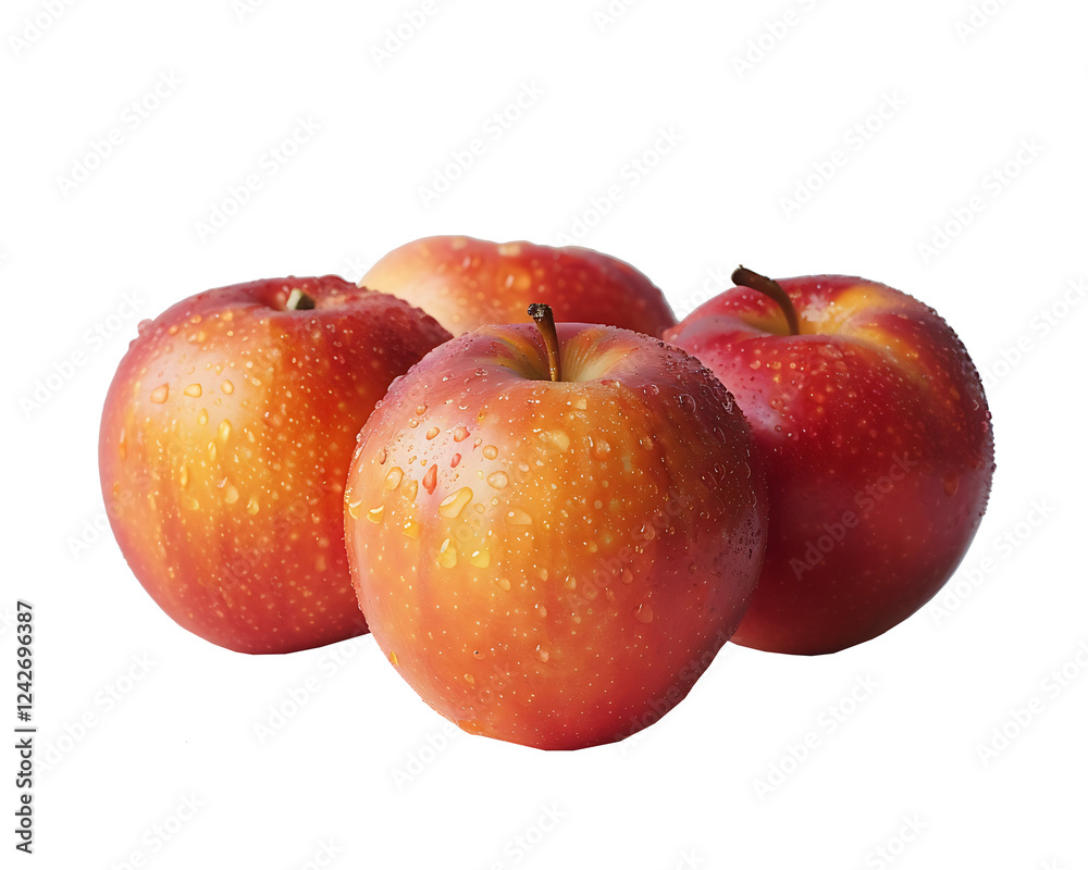 Fresh Red Apples with Water Droplets - Isolated on Transparent Background Fresh Red Apples with Water Droplets - Isolated on Transparent Background