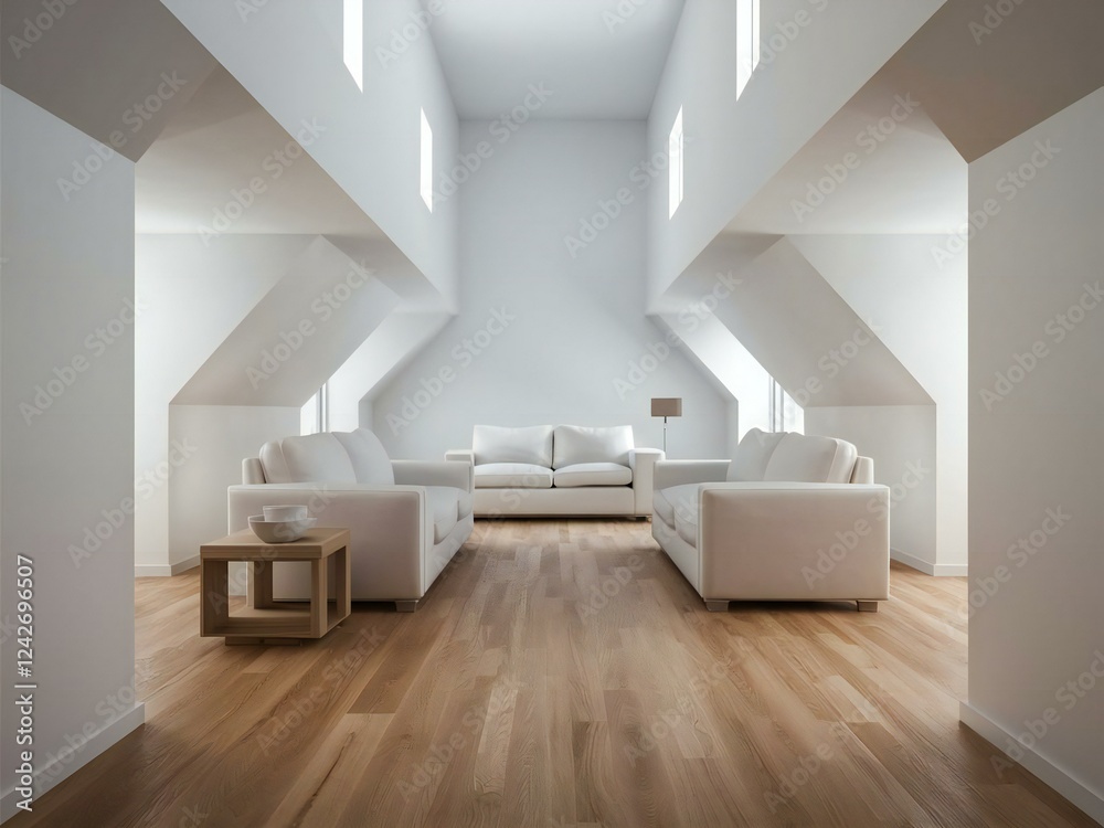 Fototapeta premium modern living room with white furniture