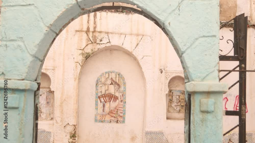 close up of Ottoman architecture arch in the narrowed street of citadel of Kasbah in the city of Alger, Algeria capital close up of Ottoman architecture arch in the narrowed street of citadel of Kasbah in the city of Alger, Algeria capital
