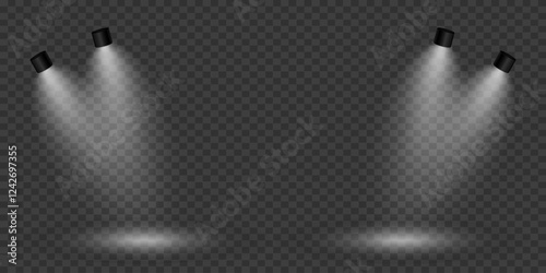 Light source, concert lighting, spotlights. On a transparent background.
