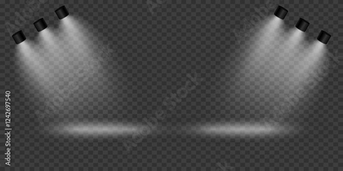 Light source, concert lighting, spotlights. On a transparent background.