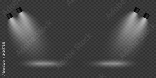 Light source, concert lighting, spotlights. On a transparent background.