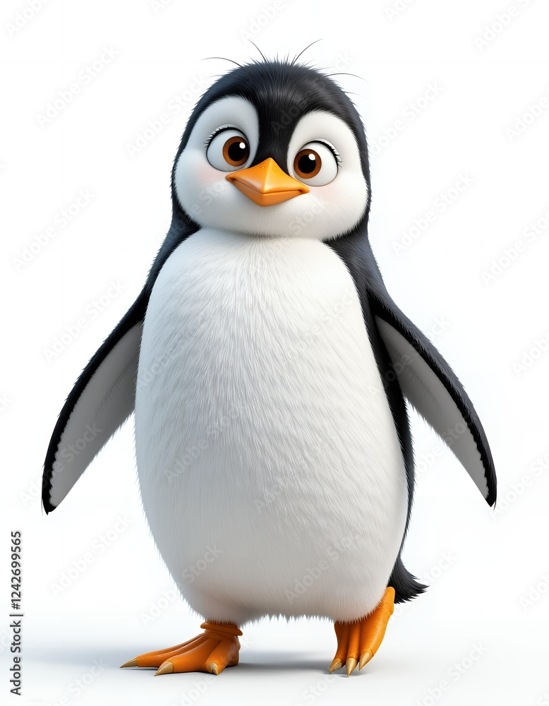 Fototapeta premium Cute Cartoon Penguin with a Friendly Expression