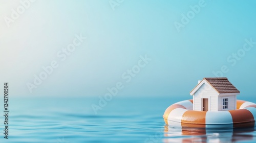 Home rescue at sea, calm water background