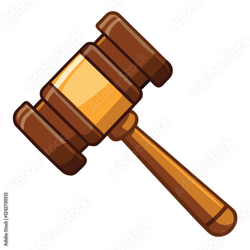 Wooden Gavel Cartoon Style Clipart – Vector Illustration