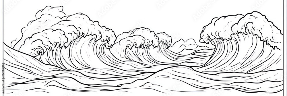 Fototapeta premium Powerful Ocean Waves Crashing Over Rolling Hills