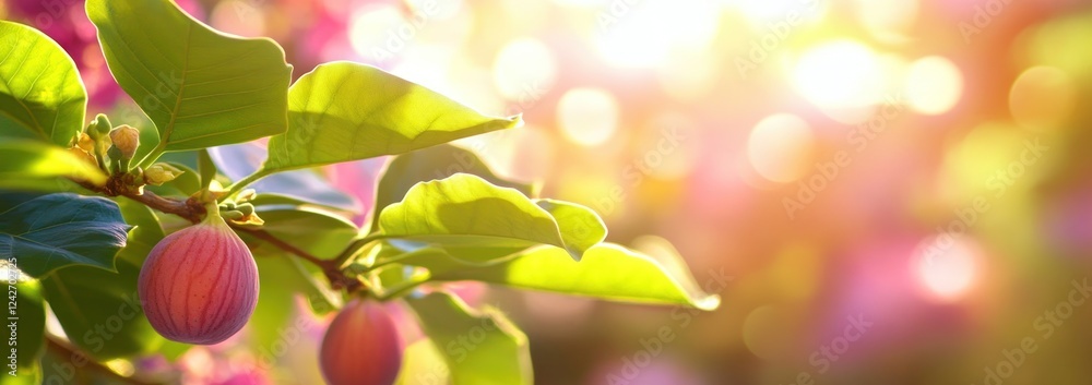 Ripe figs on a branch bathed in sunlight. Ripe figs on a branch bathed in sunlight.