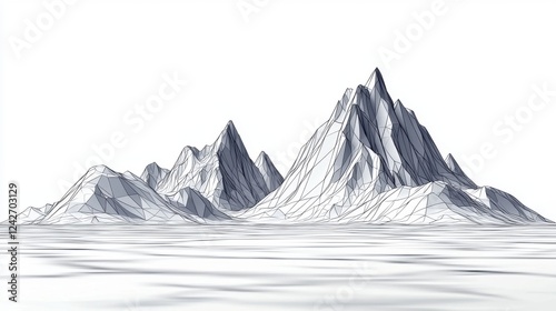 Exploring abstract mountain landscapes virtual environment digital art minimalist design aesthetic perspective