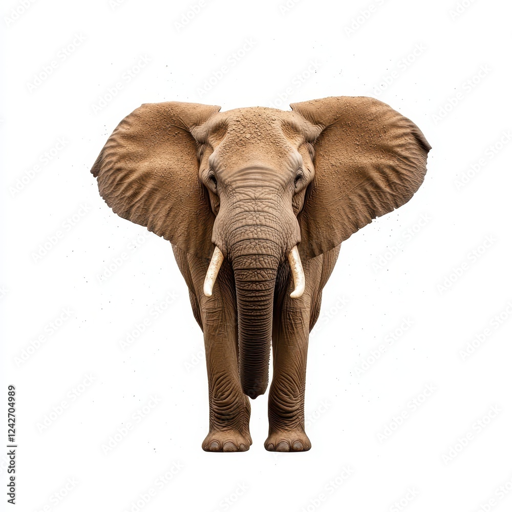 Obraz premium Majestic Elephant Standing Proud Against White Background