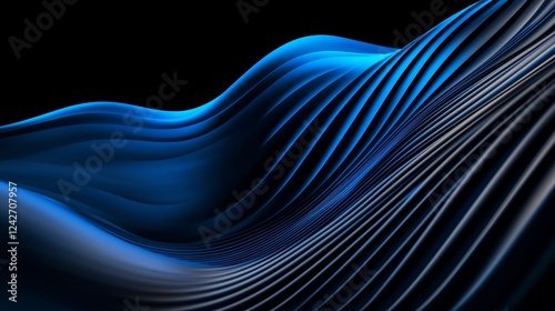 An advanced market graph with sharp peaks and flowing lines, glowing brightly with vibrant blue light, representing the intricate and dynamic nature of stock market trends. photo