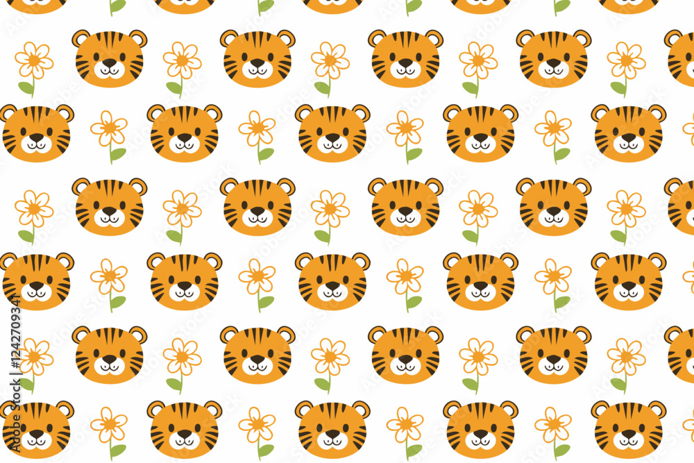 Cute tiger seamless pattern background illustration Cute tiger seamless pattern background illustration