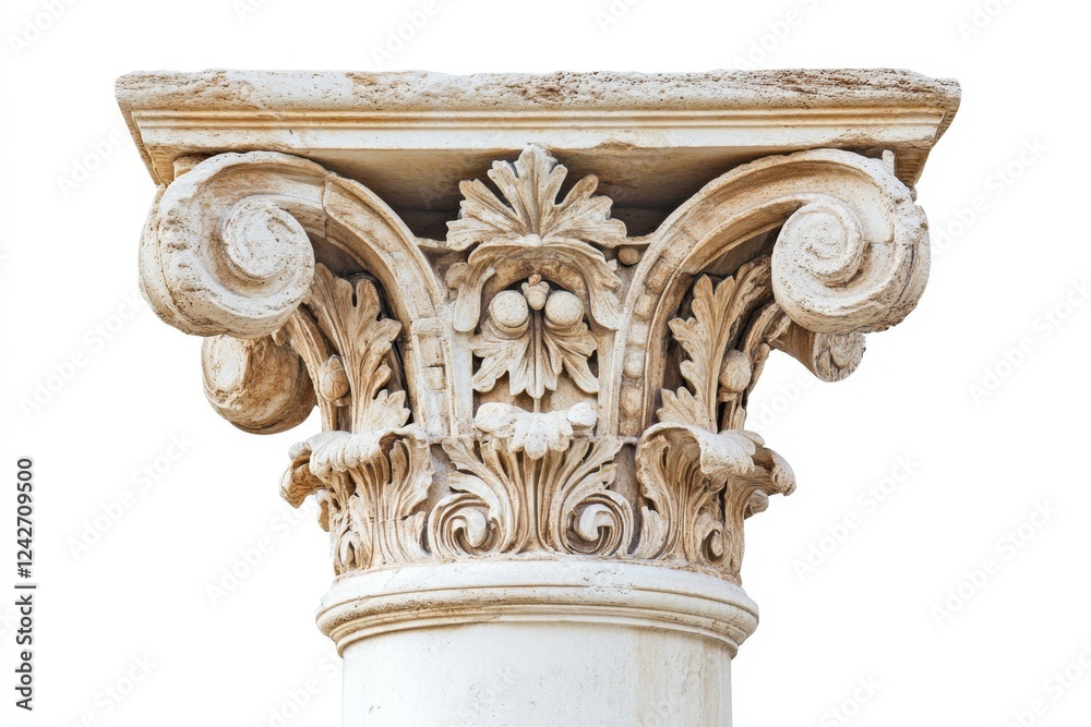 Naklejka premium Ornate Ancient Stone Column Capital