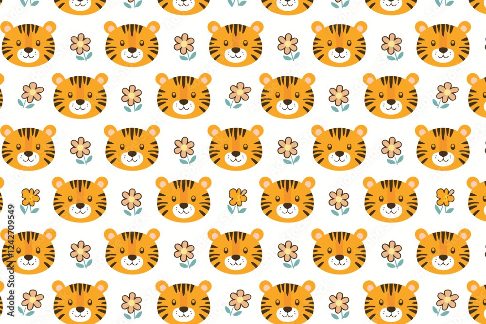 Cute tiger seamless pattern background illustration Cute tiger seamless pattern background illustration