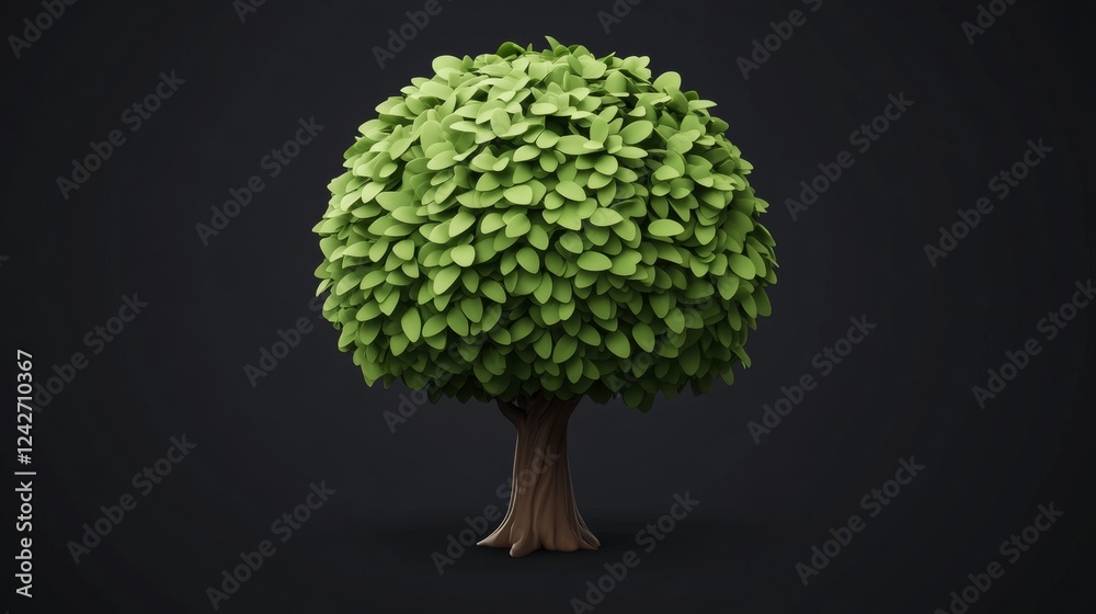 Lush Green Tree with Abundant Leaves on Dark Background Lush Green Tree with Abundant Leaves on Dark Background