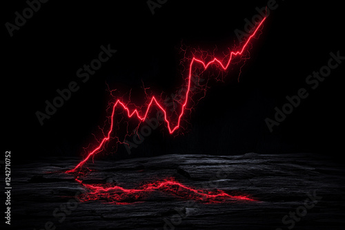 Dynamic red line graph illustrating financial growth on a dark background
