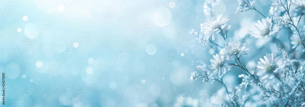 Serene blue floral backdrop with bokeh effect. Serene blue floral backdrop with bokeh effect.