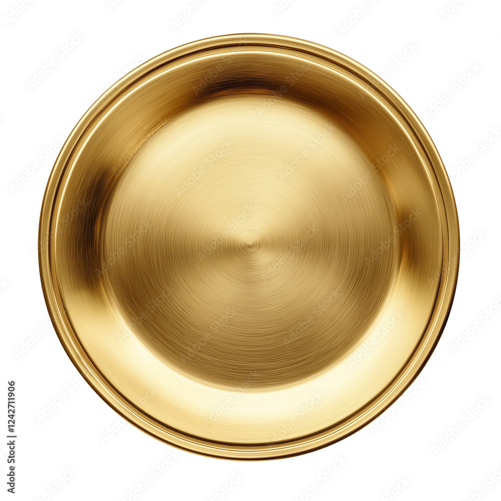 golden plate top view isolated on transparent white background, clipping path golden plate top view isolated on transparent white background, clipping path