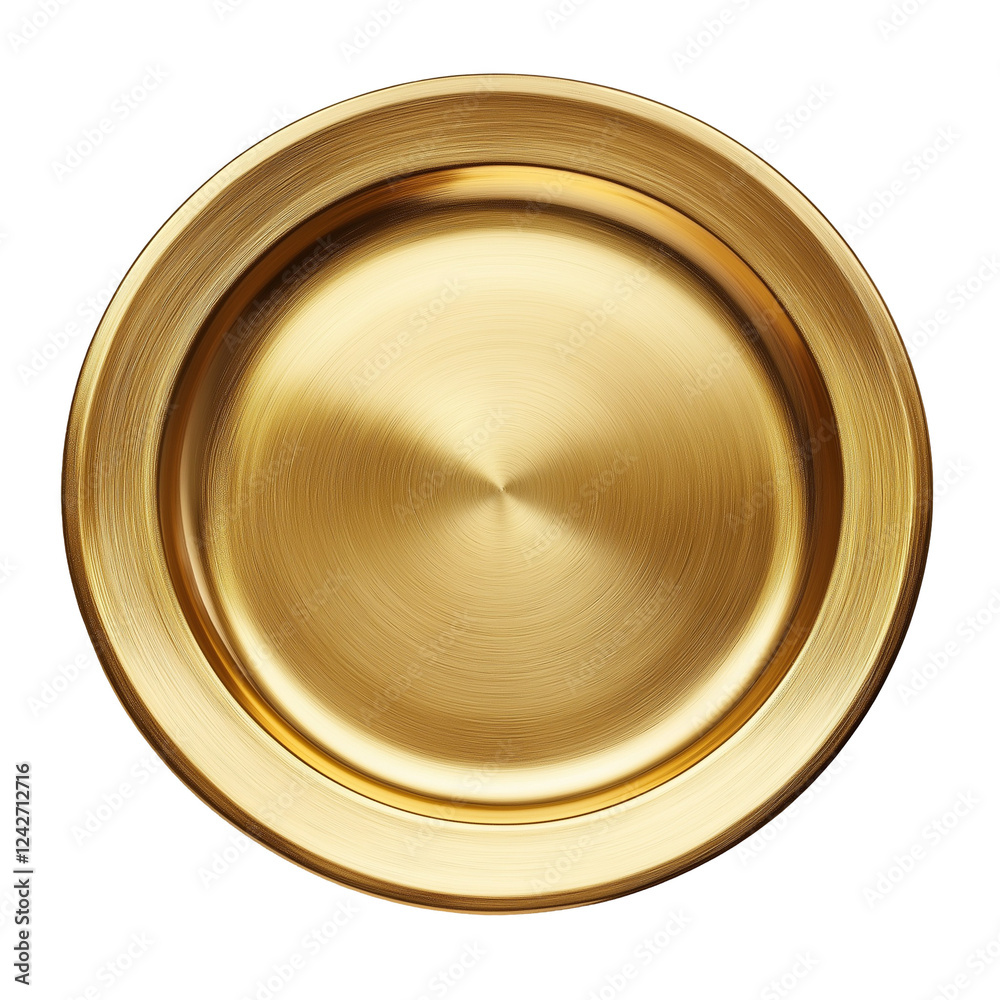 golden plate top view isolated on transparent white background, clipping path golden plate top view isolated on transparent white background, clipping path