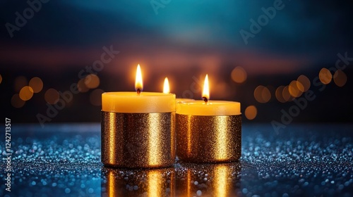 Christmas Celebration with Candlelight in Festive Church Decor