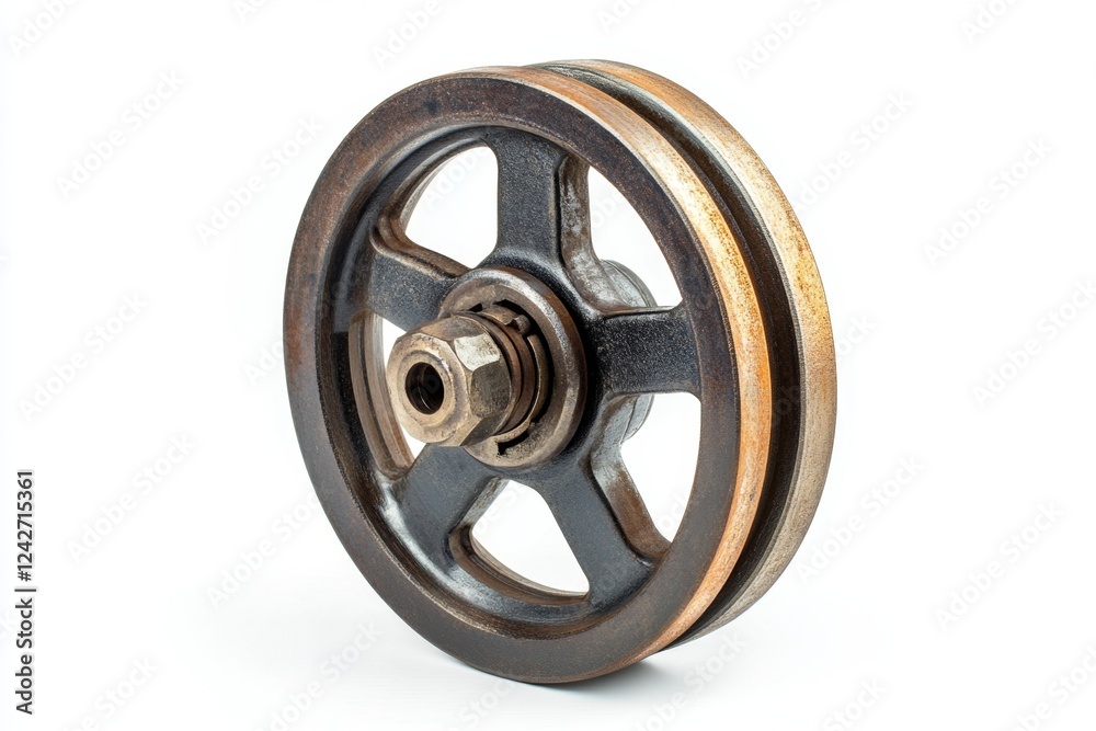 Obraz premium Vintage Industrial Pulley: A Timeless Mechanical Masterpiece