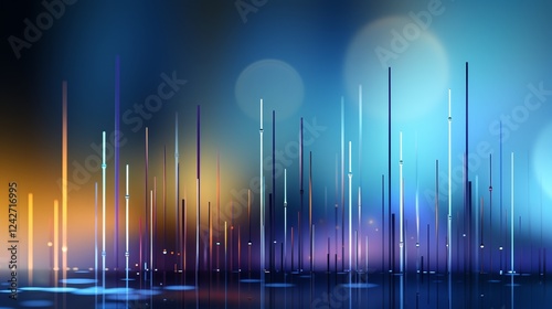 modern abstract background displaying various mathematical graphs, such as sine and cosine waves, bar charts, and scatter plots, in a sleek photo