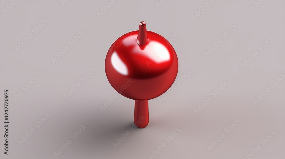 Obraz premium 3D isometric red push pin isolated on a background, sharp metallic point with a glossy plastic head and smooth finish