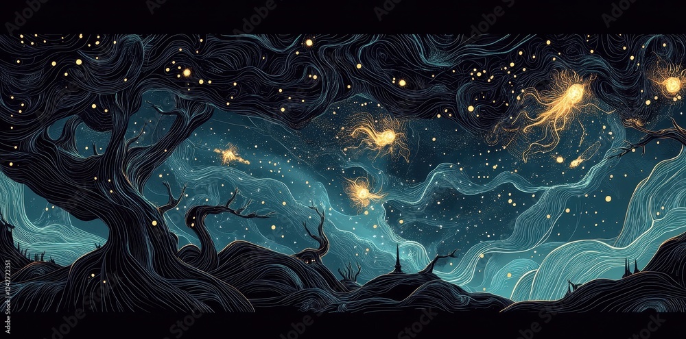 Fototapeta premium Celestial Whispers Amongst Ancient Trees