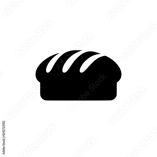 Simple Loaf Icon: A minimalist black and white icon of a loaf of bread, perfect for bakery websites, menus, or app designs.