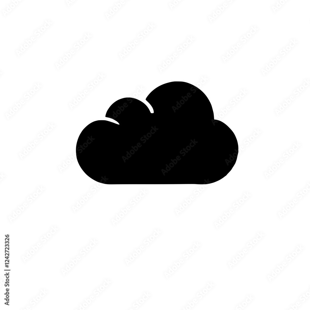 Black Cloud Icon: A simple, bold black cloud icon, perfect for representing weather, technology, or data storage. The minimalist design is versatile and easily incorporated into various projects. Black Cloud Icon: A simple, bold black cloud icon, perfect for representing weather, technology, or data storage. The minimalist design is versatile and easily incorporated into various projects.