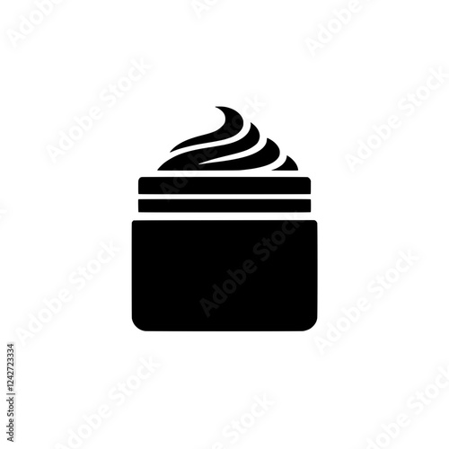 Cream Jar Icon: A simple yet stylish icon of a cream jar, ideal for use in beauty, skincare, cosmetics, or health-related projects, conveying a sense of pampering and rejuvenation. 