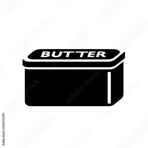 Butter Icon: A simple yet powerful black and white icon depicting a rectangular tub of butter, ideal for branding, websites, or app designs.